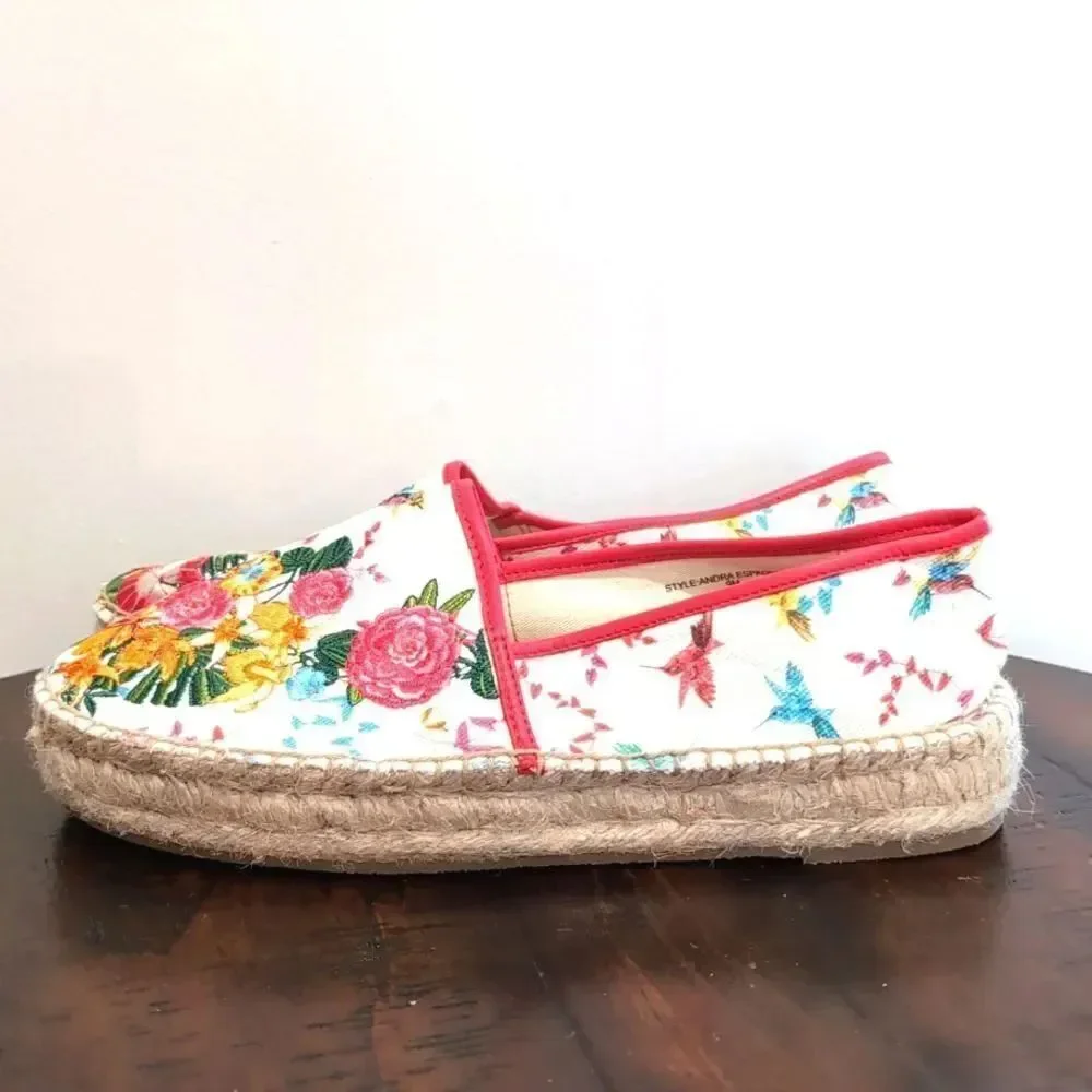 Johnny Was Andra Floral Embroidered Espadrille Shoe Size 9